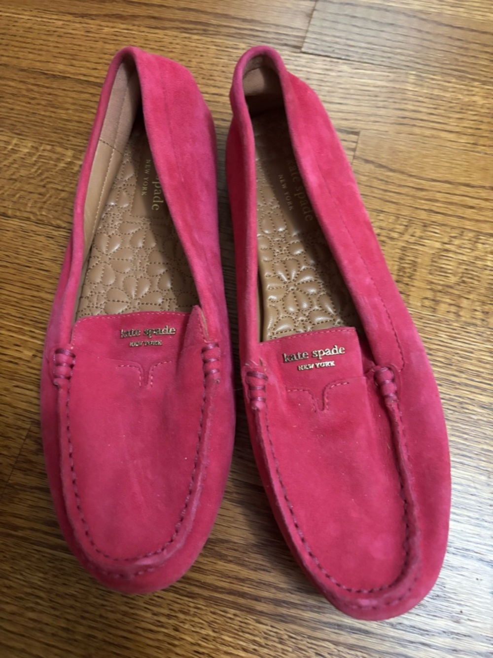 kate spade red suede driving loafers 10